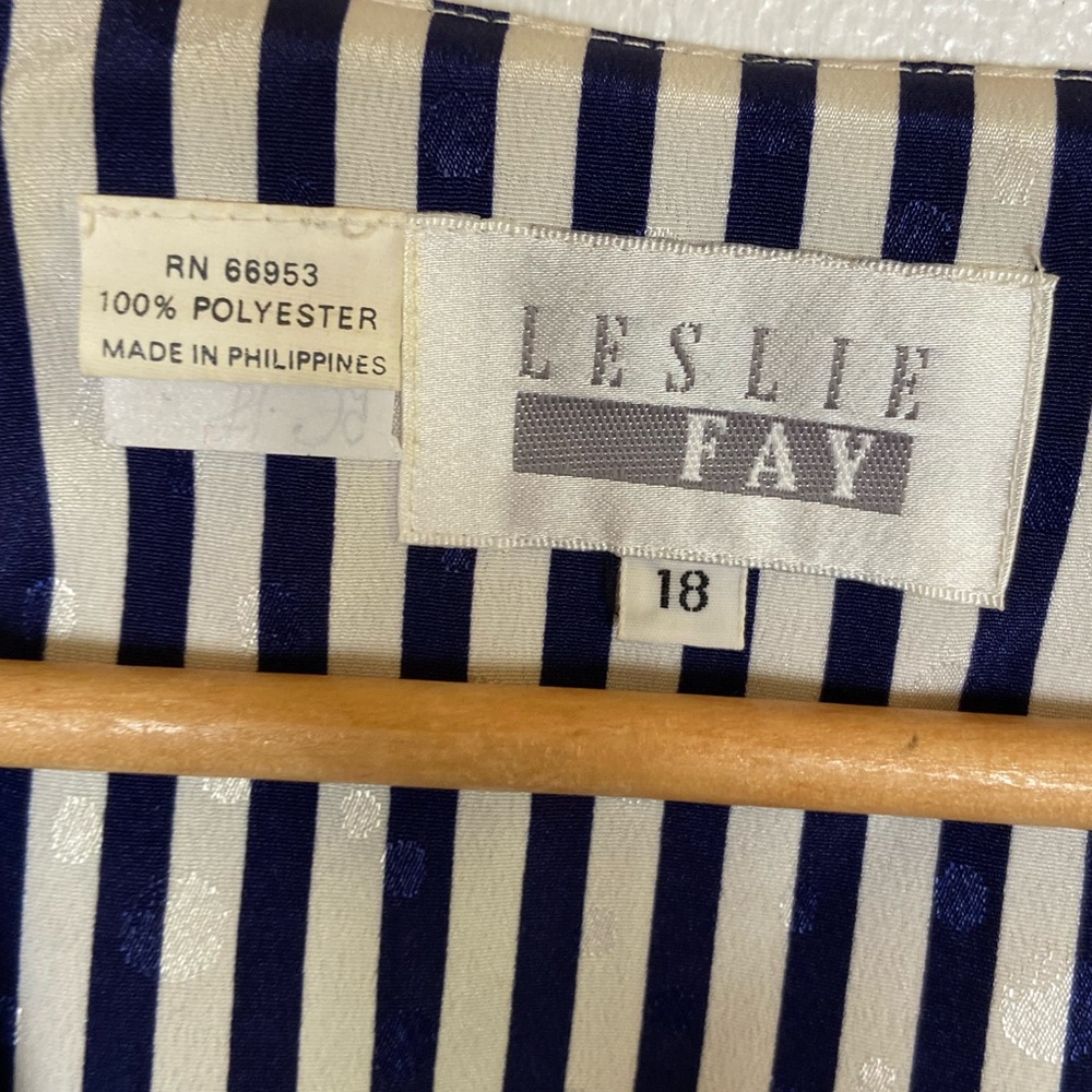 Leslie Fay Women's 80s 90s Satin Stripes Double Breasted Jacket Size 18 Nautical - Picture 11 of 11
